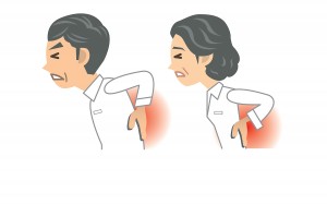 male and woman illustration of back pain from herniated disc