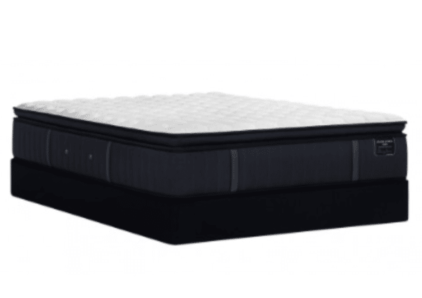 navy and white plush top mattress
