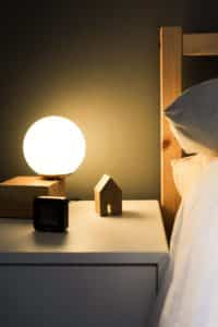 dim lighting on a nightstand