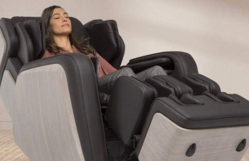 Woman relaxing in a FFL massage chair