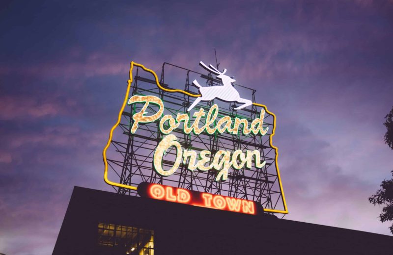 neon sign that says Portland Oregon